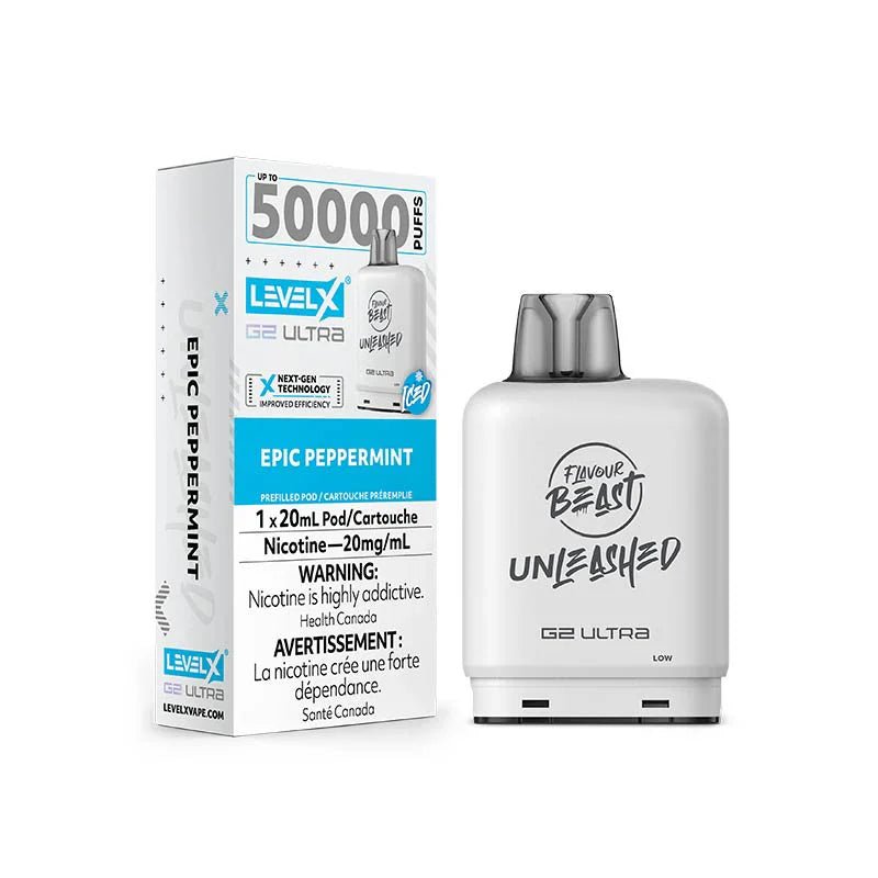 LEVEL X - Level X Flavour Beast Unleashed Ultra 50K Pod 20ml - Epic Peppermint - Psycho Vape