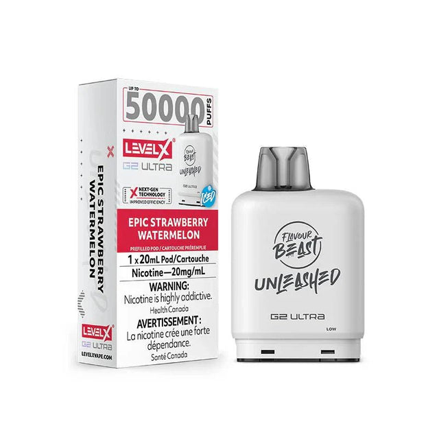 LEVEL X - Level X Flavour Beast Unleashed Ultra 50K Pod 20ml - Epic Strawberry Watermelon Iced - Psycho Vape