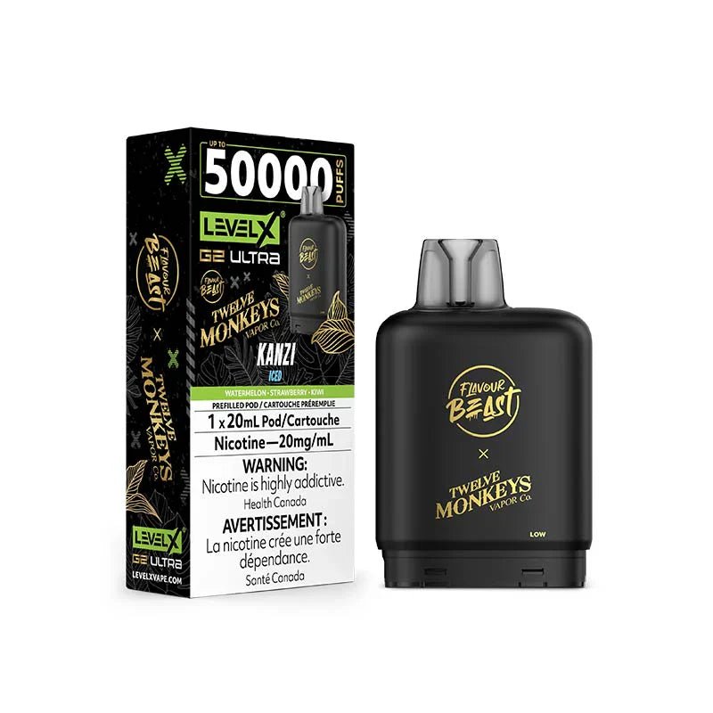 LEVEL X - Level X G2 50K Ultra Pod - Flavour Beast X 12 Monkeys - Kanzi Iced - Psycho Vape