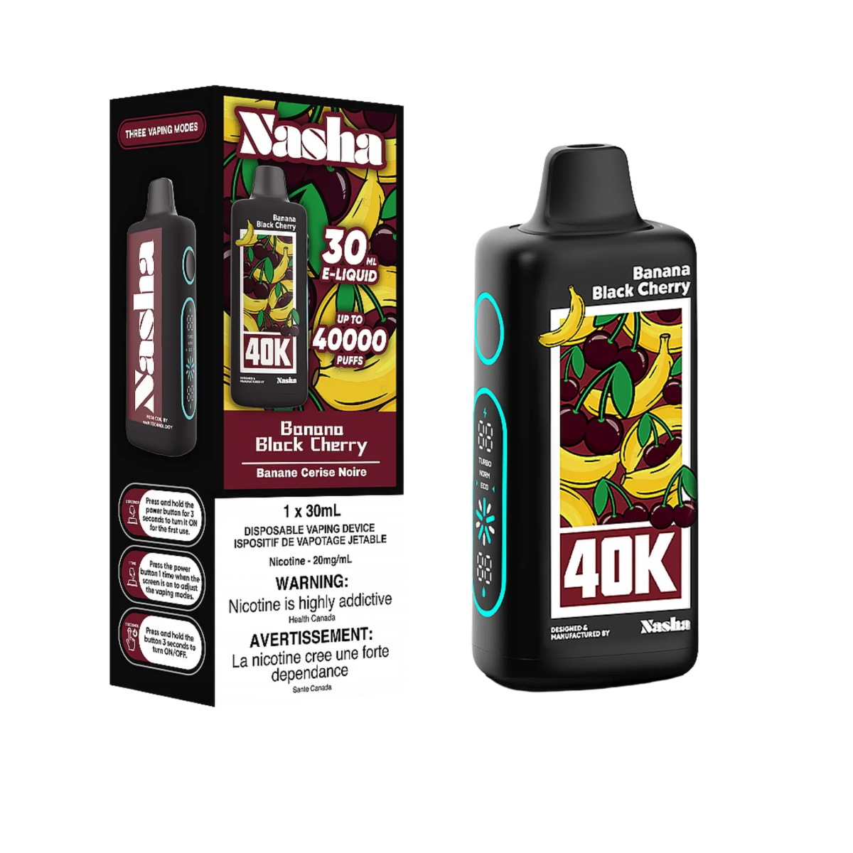 NASHA - Nasha 40K Disposable - Banana Black Cherry - Psycho Vape