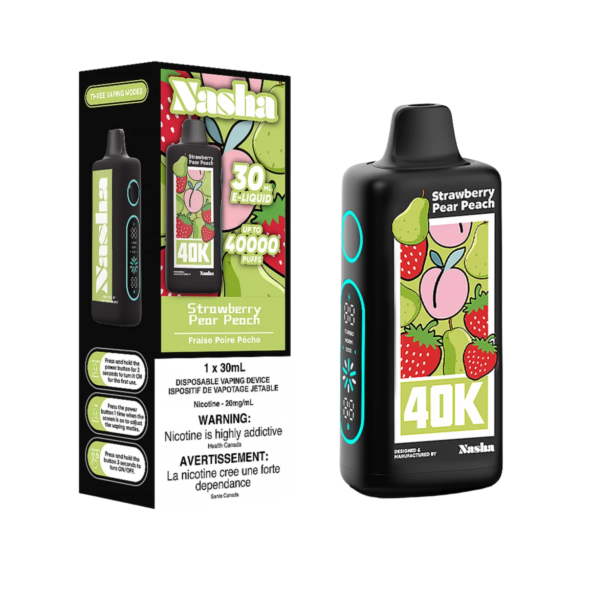 NASHA - Nasha 40K Disposable - Strawberry Pear Peach - Psycho Vape