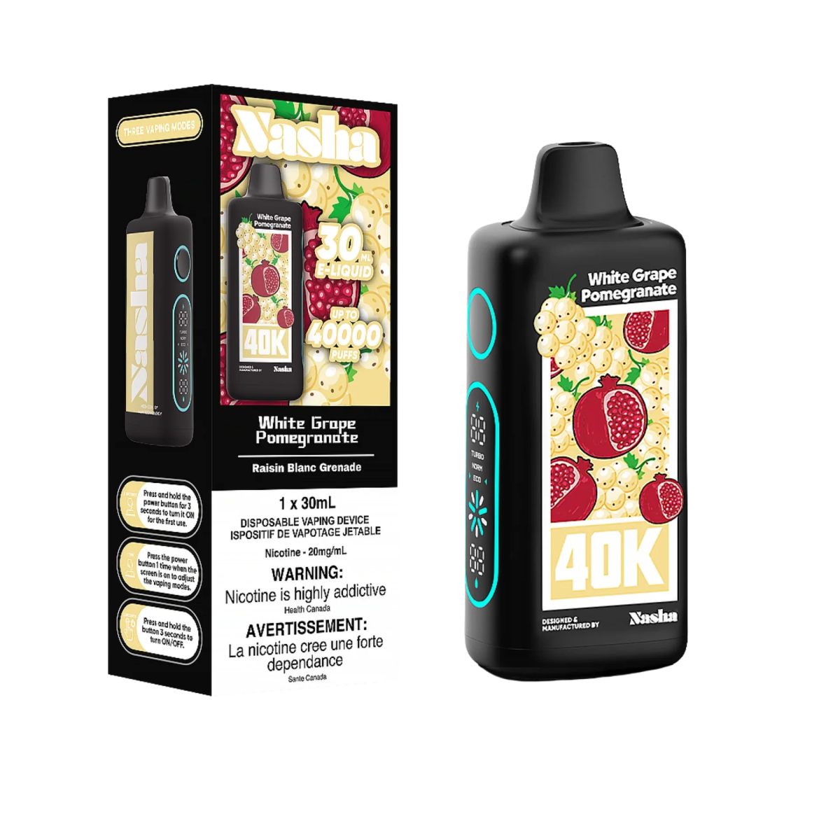 NASHA - Nasha 40K Disposable - White Grape Pomegranate - Psycho Vape
