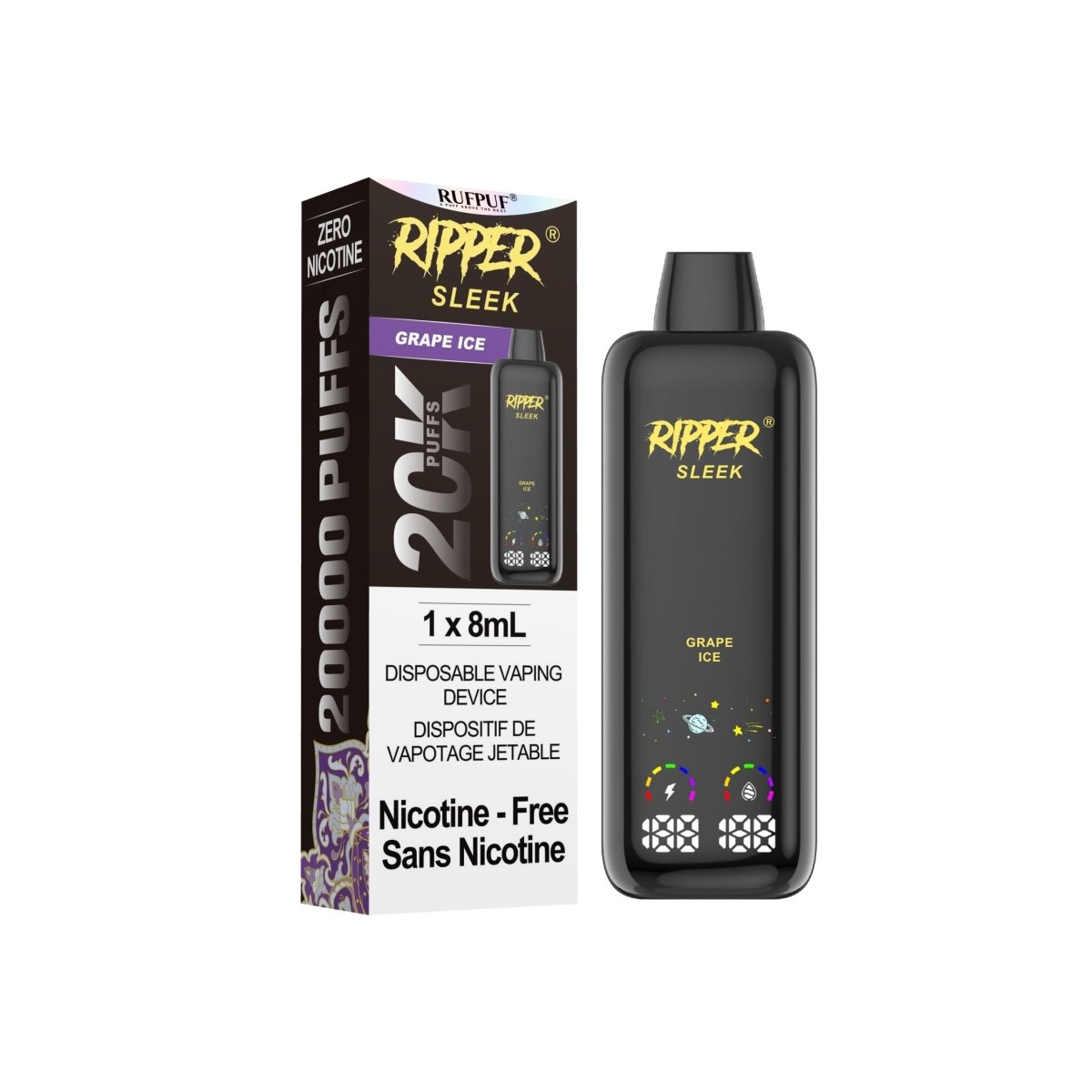 Ripper SLEEK 20K 0mg - Grape Ice - Psycho Vape