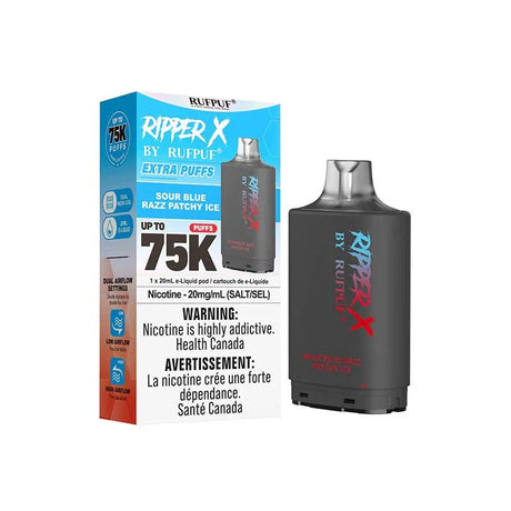 RIPPERX - Ripper X Pod by Rufpuf 75K - Sour Blue Razz Patchy Ice - Psycho Vape