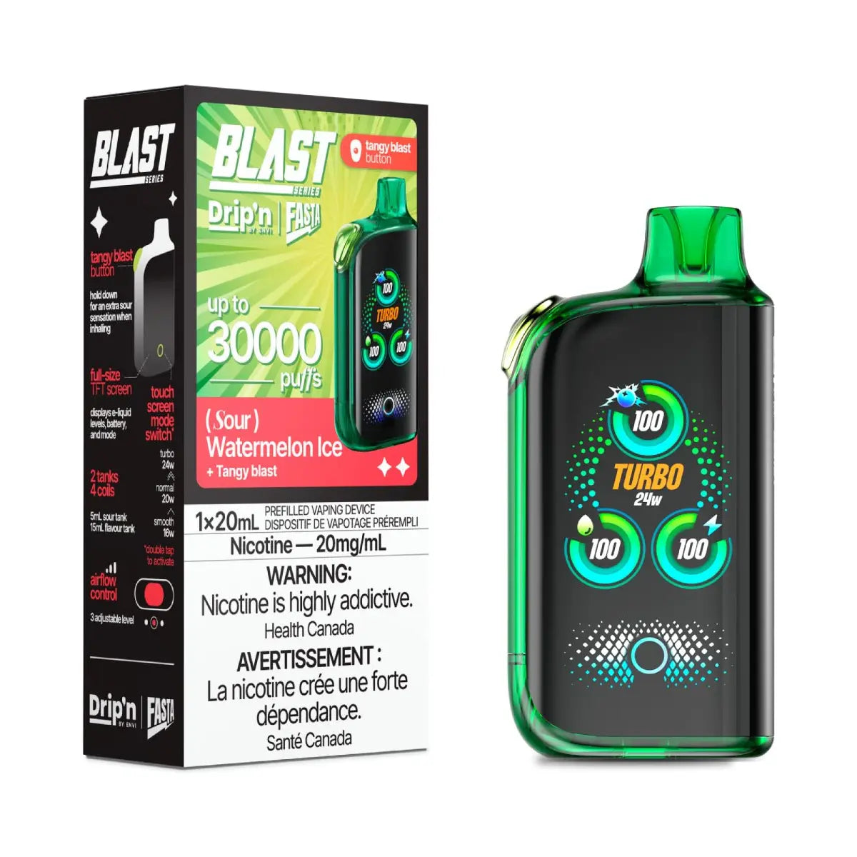 Drip'n by Envi Fasta Blast 30K Disposable Sour Series - Watermelon Ice (Sour) - Vapeshop Mania