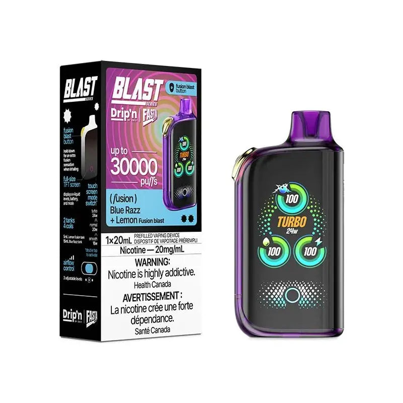 Drip'n by Envi x Fasta Blast 30K Disposable - Blue Razz + Lemon (Fusion) - Vapeshop Mania