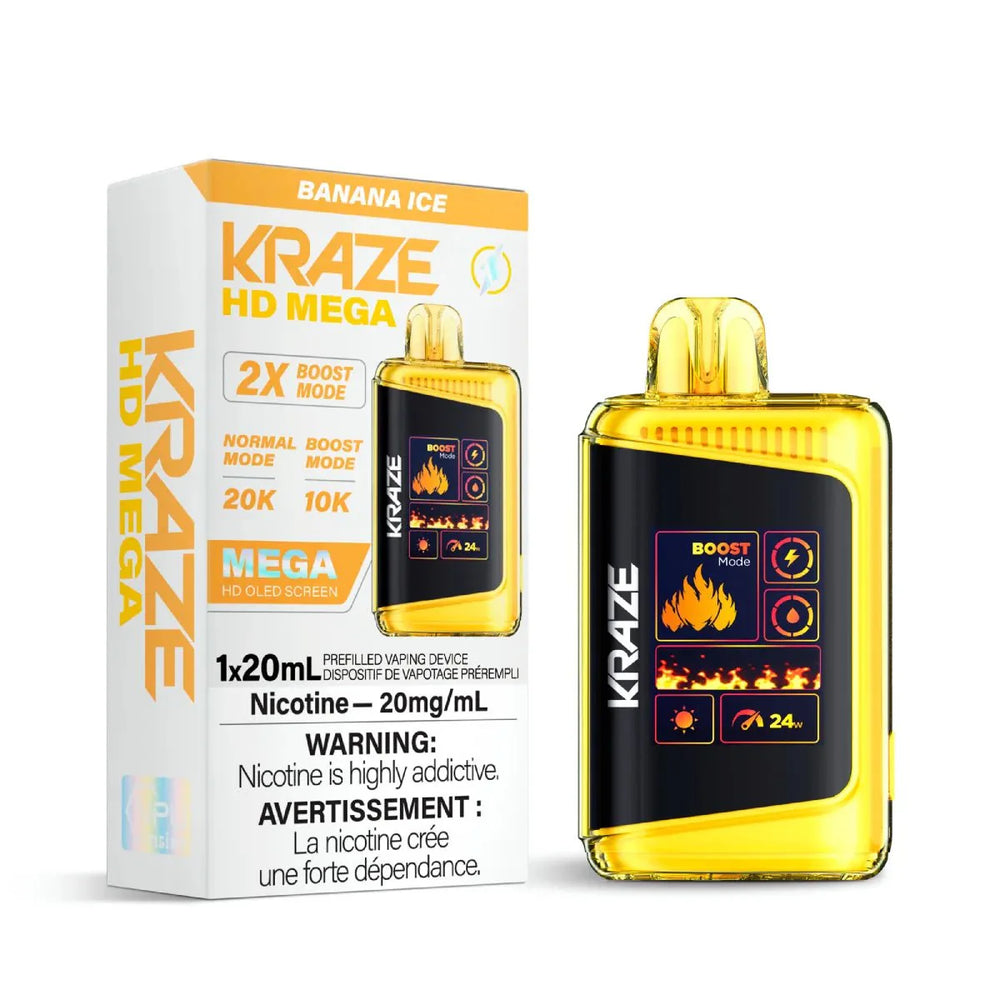Shop Kraze HD Mega 20K Disposable - Banana Ice - at Vapeshop Mania