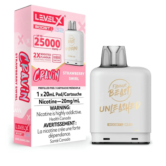 Shop Level X Boost Pod Unleashed 20mL - Strawberry Swirl - at Vapeshop Mania