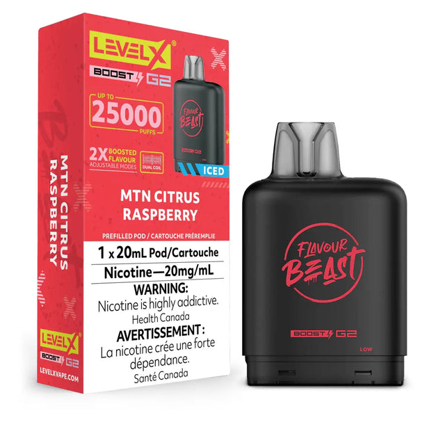 Level X Flavour Beast Boost 25K Pod 20ml - MTN Citrus Raspberry - Vapeshop Mania