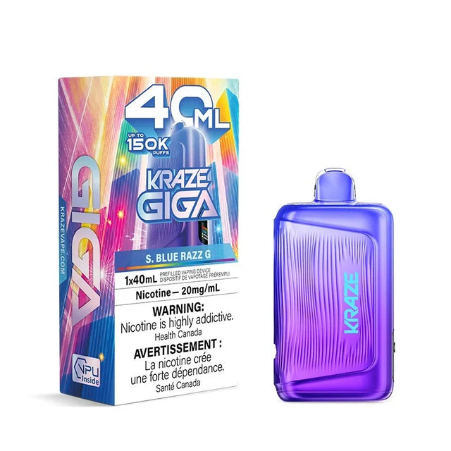 S. Blue Razz G Disposable Vape – Kraze Giga 150K
