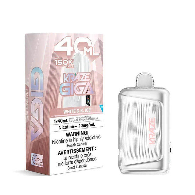 White G.B. Ice Disposable Vape – Kraze Giga 150K