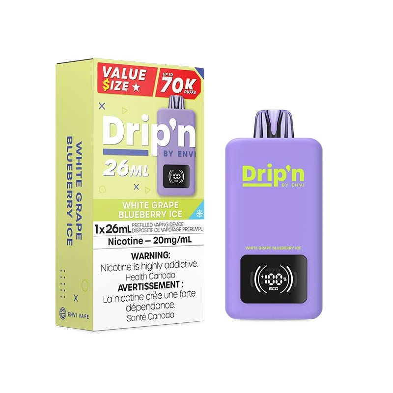 ENVI - Drip'n by Envi 70K Disposable - White Grape Blueberry Ice - Psycho Vape