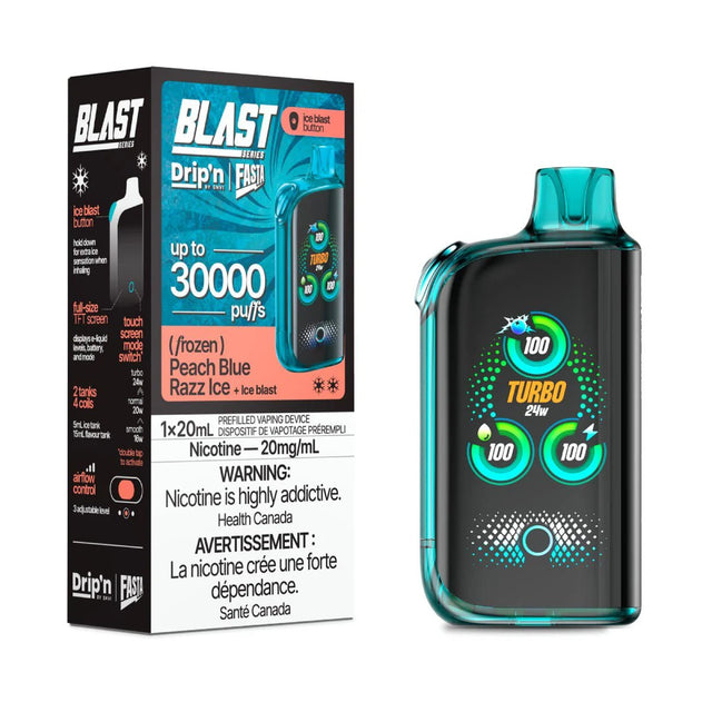 ENVI - Drip'n by Envi Fasta Blast 30K Disposable - Peach Blue Razz Ice - Psycho Vape