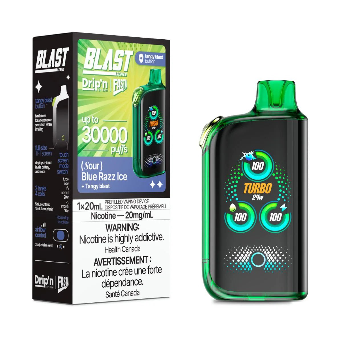 ENVI - Drip'n by Envi Fasta Blast 30K Disposable Sour Series - Blue Razz Ice (Sour) - Psycho Vape