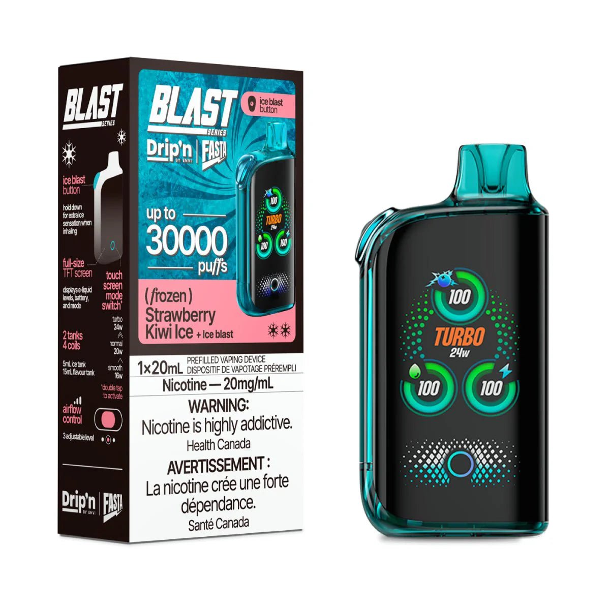 ENVI - Drip'n by Envi x Fasta Blast 30K Disposable - Strawberry Kiwi Ice - Psycho Vape