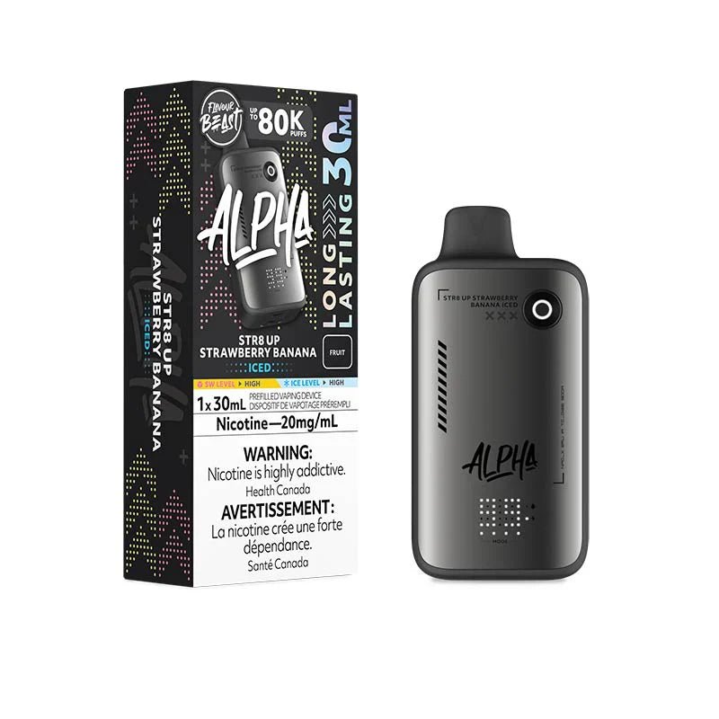 Flavour Beast Alpha 80K - Str8Up Strawberry Banana Iced - Psycho Vape