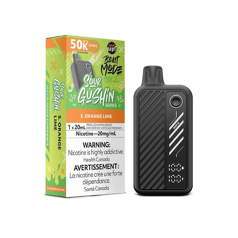 FLAVOUR BEAST - Flavour Beast Beast Mode Max 2 50K Disposable - Gushin S. Orange Lime - Psycho Vape