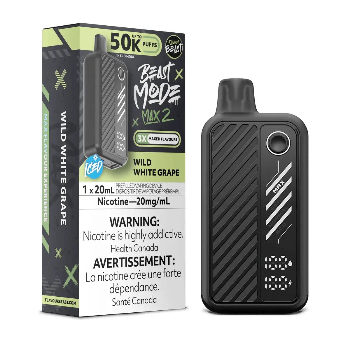 FLAVOUR BEAST - Flavour Beast Beast Mode Max 2 50K Disposable - Wild White Grape Iced - Psycho Vape