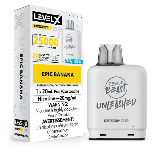 FLAVOUR BEAST - Level X Boost 25K Pod 20ml - Unleashed - Epic Banana - Psycho Vape