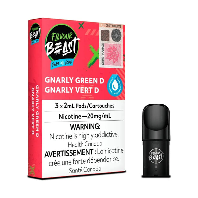 FLAVOUR BEAST - Flavour Beast Pod Pack - Gnarly Green D (Green Dew) - Psycho Vape