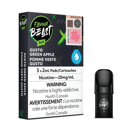 FLAVOUR BEAST - Flavour Beast Pod Pack - Gusto Green Apple - Psycho Vape