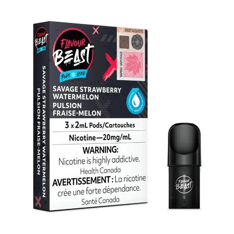 FLAVOUR BEAST - Flavour Beast Pod Pack - Savage Strawberry Watermelon Iced - Psycho Vape