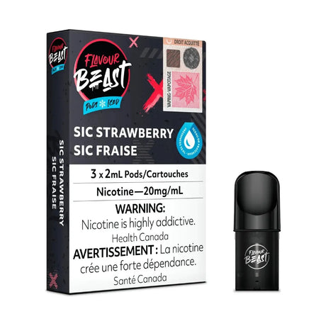 FLAVOUR BEAST - Flavour Beast Pod Pack - Sic Strawberry Iced - Psycho Vape