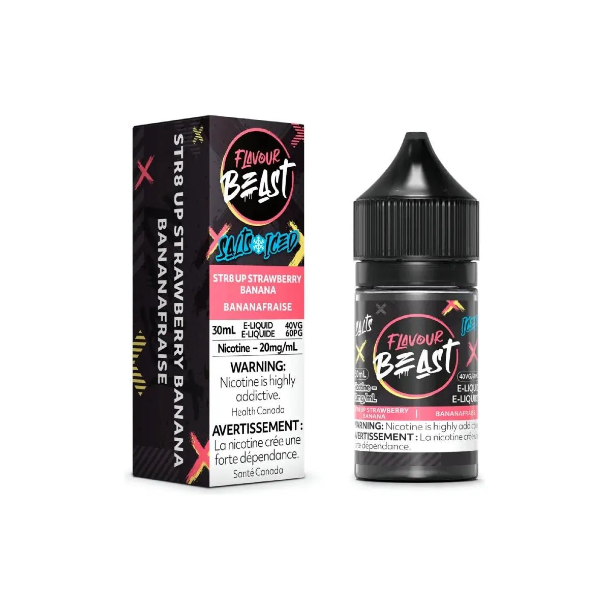 FLAVOUR BEAST - STR8 UP Strawberry Banana Iced Salt by Flavour Beast E - Liquid - Psycho Vape