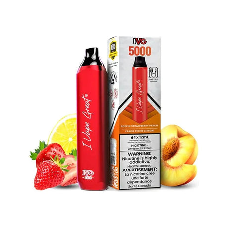 IVG - IVG Bar Max 5000 Disposable - Poppin Strawberry Peach - Psycho Vape