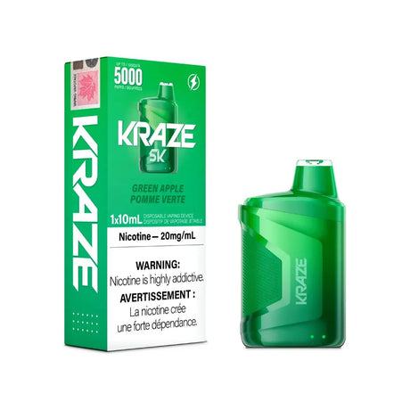 KRAZE - Kraze 5000 Disposable - Green Apple with Lanyard - Psycho Vape
