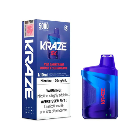 KRAZE - Kraze 5000 Disposable - Red Lightning with Lanyard - Psycho Vape