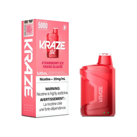 KRAZE - Kraze 5000 Disposable - Strawberry Iced with Lanyard - Psycho Vape