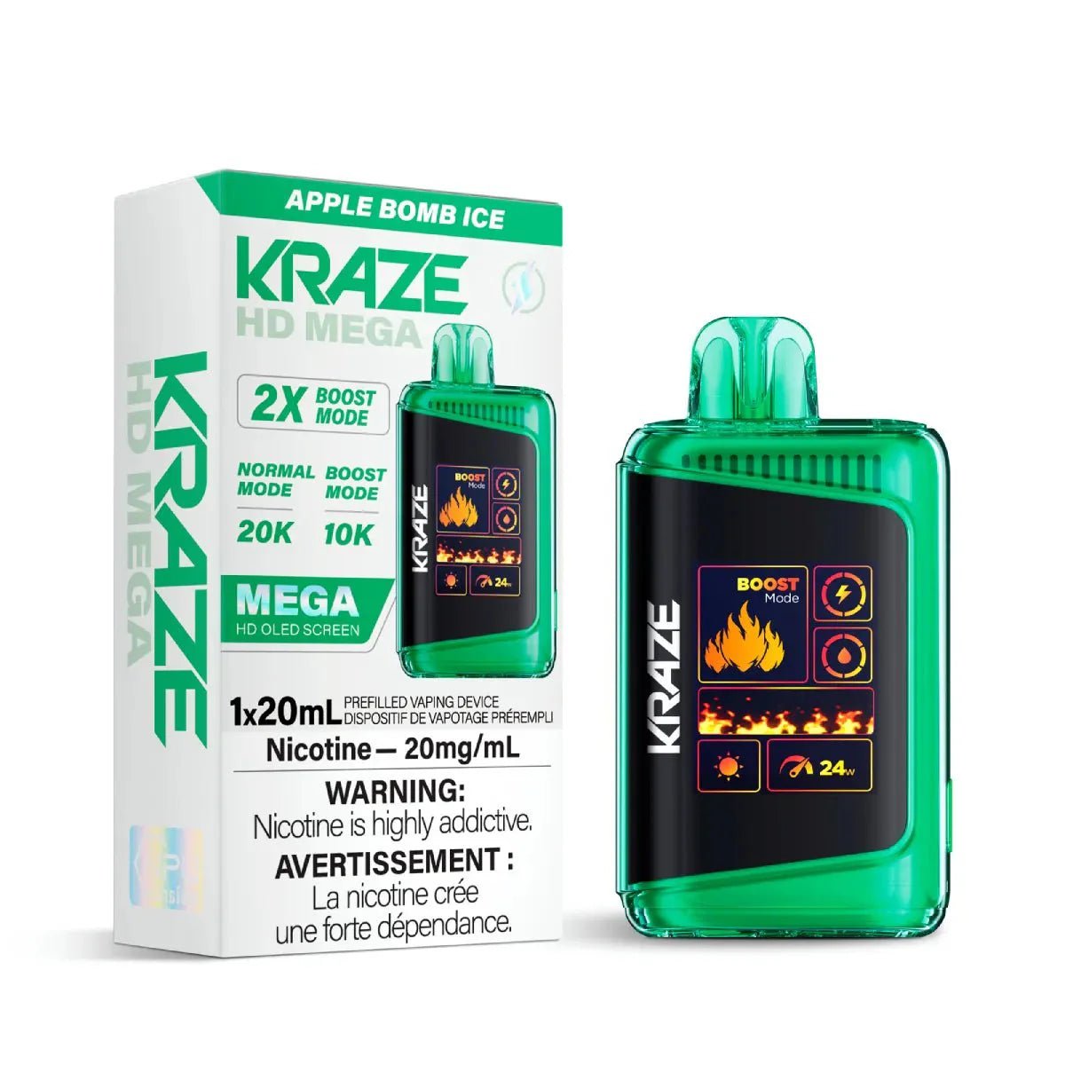 KRAZE - Kraze HD Mega 20K Disposable - Apple Bomb Ice - Psycho Vape