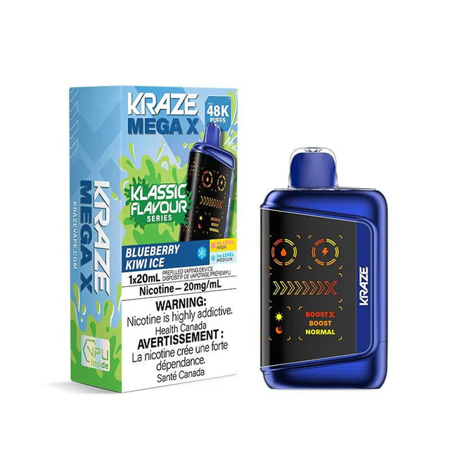 Kraze Mega X 48K - Blueberry Kiwi Ice - Psycho Vape
