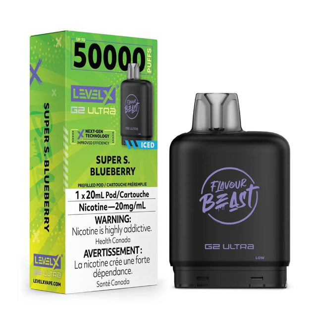 Level X G2 Ultra 50K Pod - Flavour Beast - Super S. Blueberry Iced - Psycho Vape