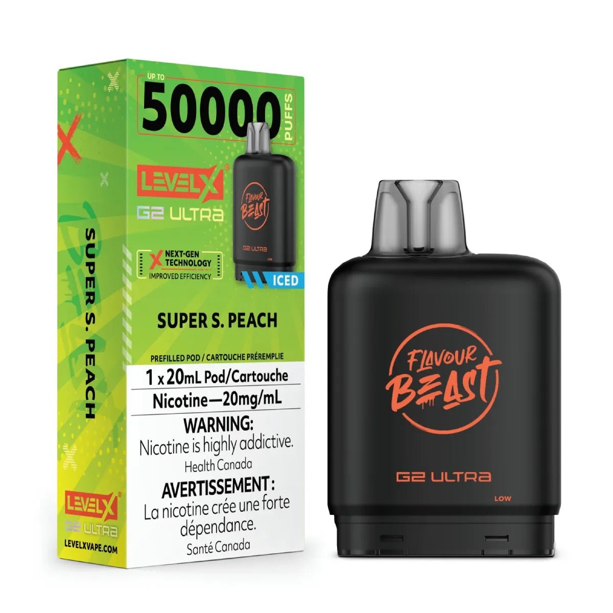 Level X G2 Ultra 50K Pod - Flavour Beast - Super S. Peach Iced - Psycho Vape