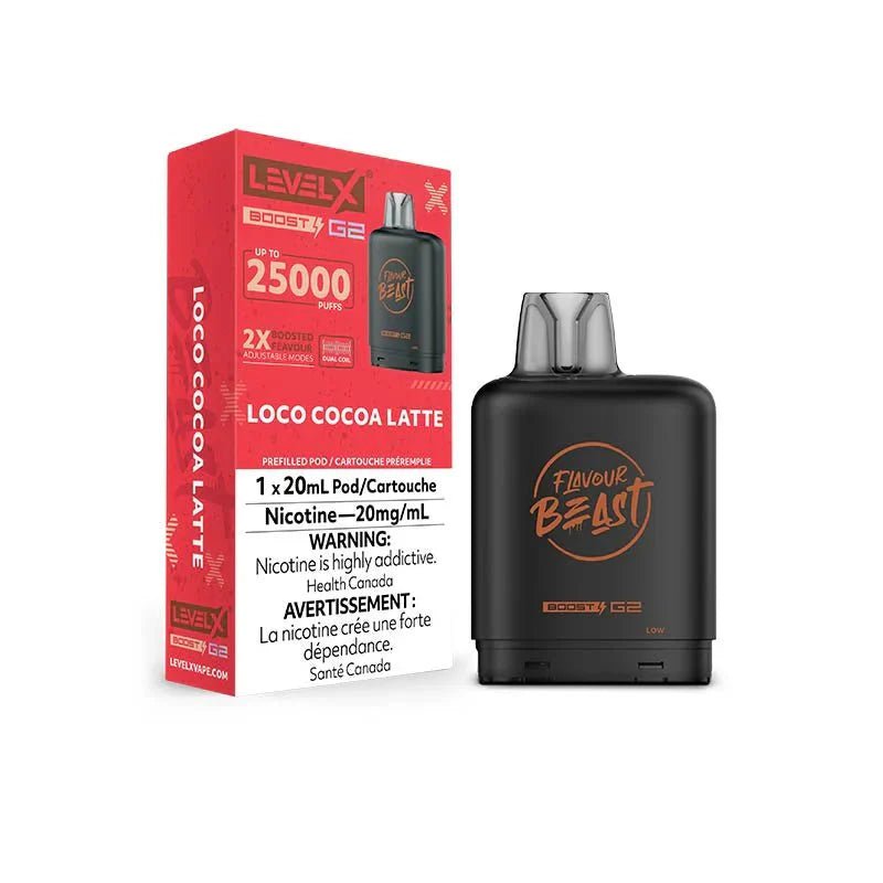 LEVEL X - Level X Boost Pod 20mL - Flavour Beast - Loco Cocoa Latte - Psycho Vape