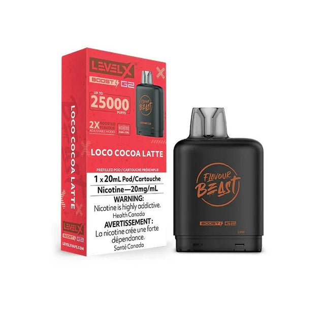 LEVEL X - Level X Boost Pod 20mL - Flavour Beast - Loco Cocoa Latte - Psycho Vape