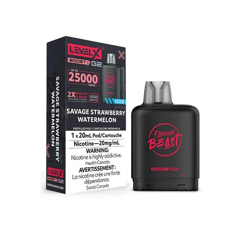 LEVEL X - Level X Boost Pod 20mL - Flavour Beast - Savage Strawberry Watermelon - Psycho Vape