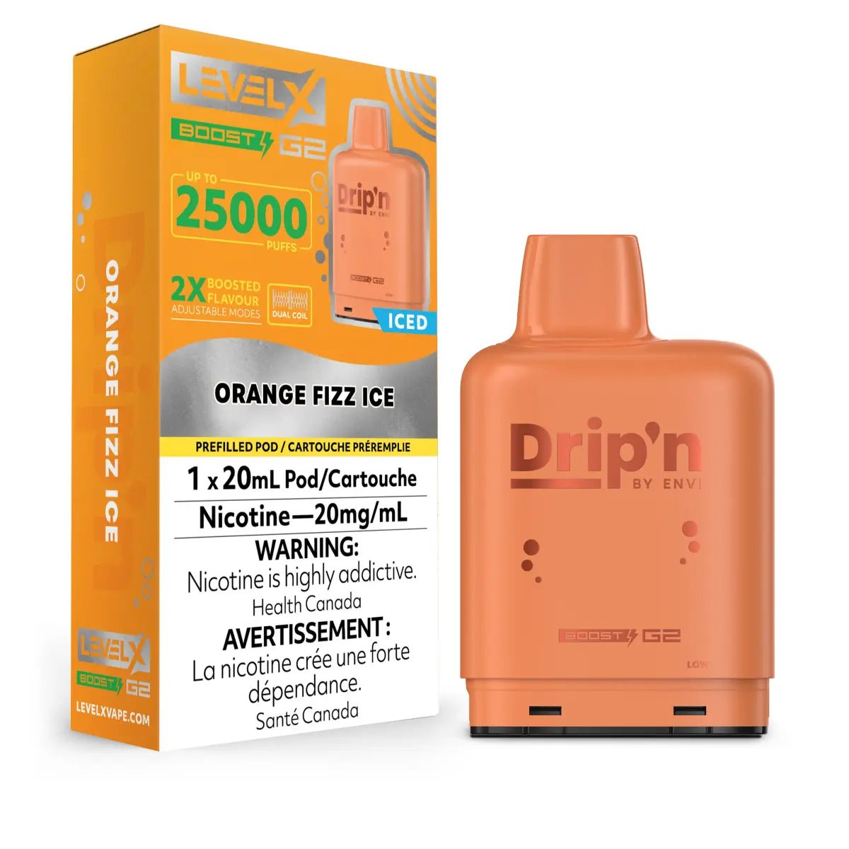 LEVEL X - Level X Drip'n Boost 25K Pod 20ml - Orange Fizz - Psycho Vape