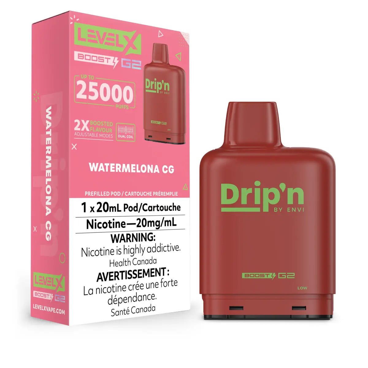 LEVEL X - Level X Drip'n Boost 25K Pod 20ml - Watermelona CG - Psycho Vape
