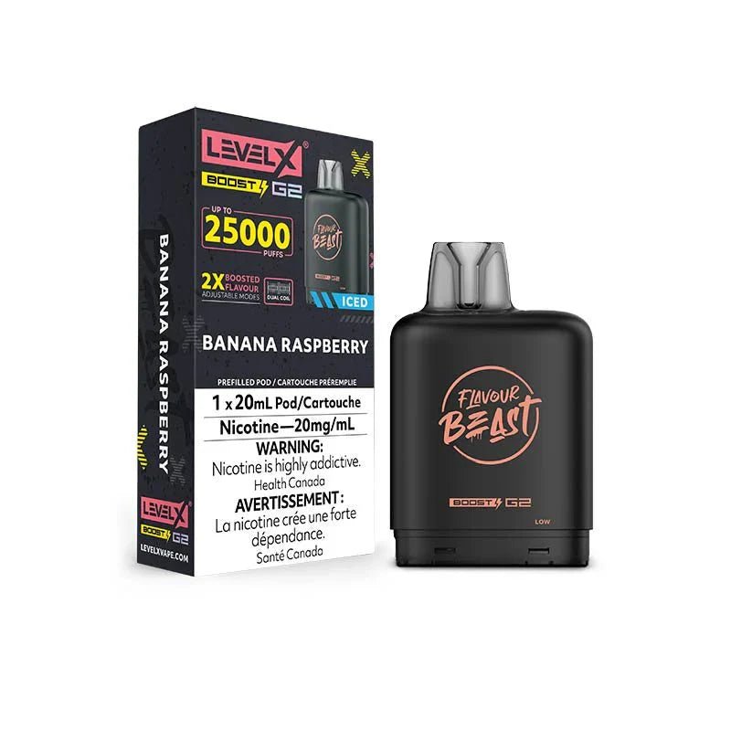 LEVEL X - Level X Flavour Beast Boost 25K Pod 20ml - Banana Raspberry Iced - Psycho Vape