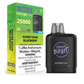 LEVEL X - Level X Flavour Beast Boost 25K Pod 20ml - Super Sour Blueberry (Iced) - Psycho Vape