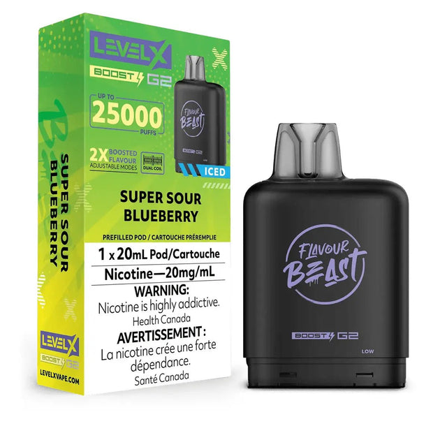 LEVEL X - Level X Flavour Beast Boost 25K Pod 20ml - Super Sour Blueberry (Iced) - Psycho Vape