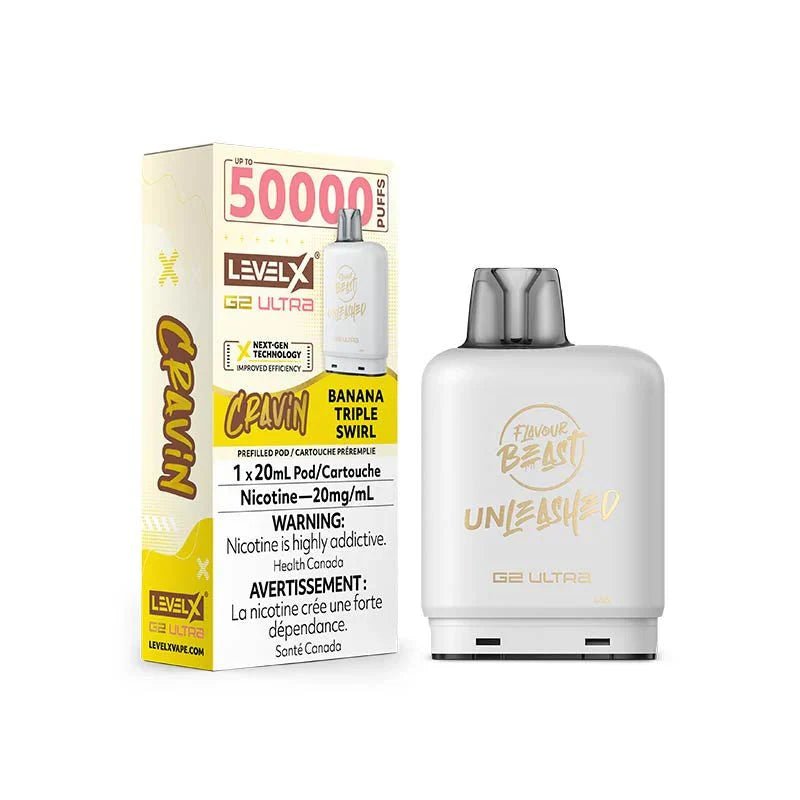 LEVEL X - Level X Flavour Beast Cravin Ultra 50K Pod 20ml - Banana Triple Swirl - Psycho Vape