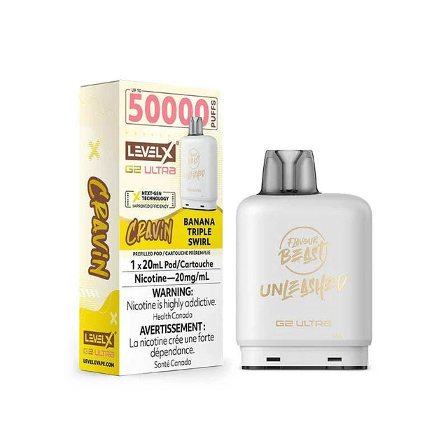 LEVEL X - Level X Flavour Beast Cravin Ultra 50K Pod 20ml - Banana Triple Swirl - Psycho Vape