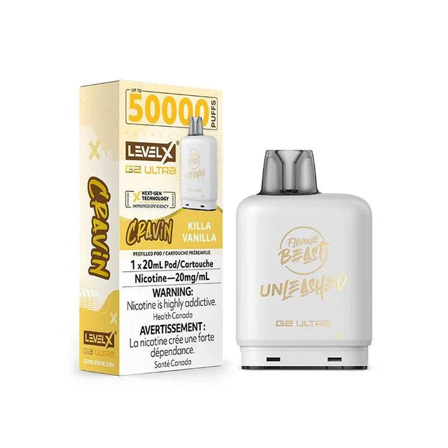 LEVEL X - Level X Flavour Beast Cravin Ultra 50K Pod 20ml - Killa Vanilla - Psycho Vape