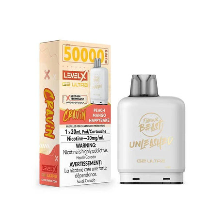 LEVEL X - Level X Flavour Beast Cravin Ultra 50K Pod 20ml - Peach Mango Happybake - Psycho Vape
