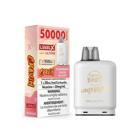 LEVEL X - Level X Flavour Beast Cravin Ultra 50K Pod 20ml - Strawberry Cheese Delight - Psycho Vape