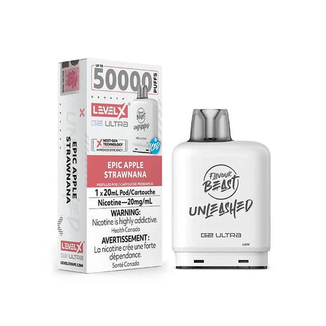 LEVEL X - Level X Flavour Beast Unleashed Ultra 50K Pod 20ml - Epic Apple Strawnana Iced - Psycho Vape